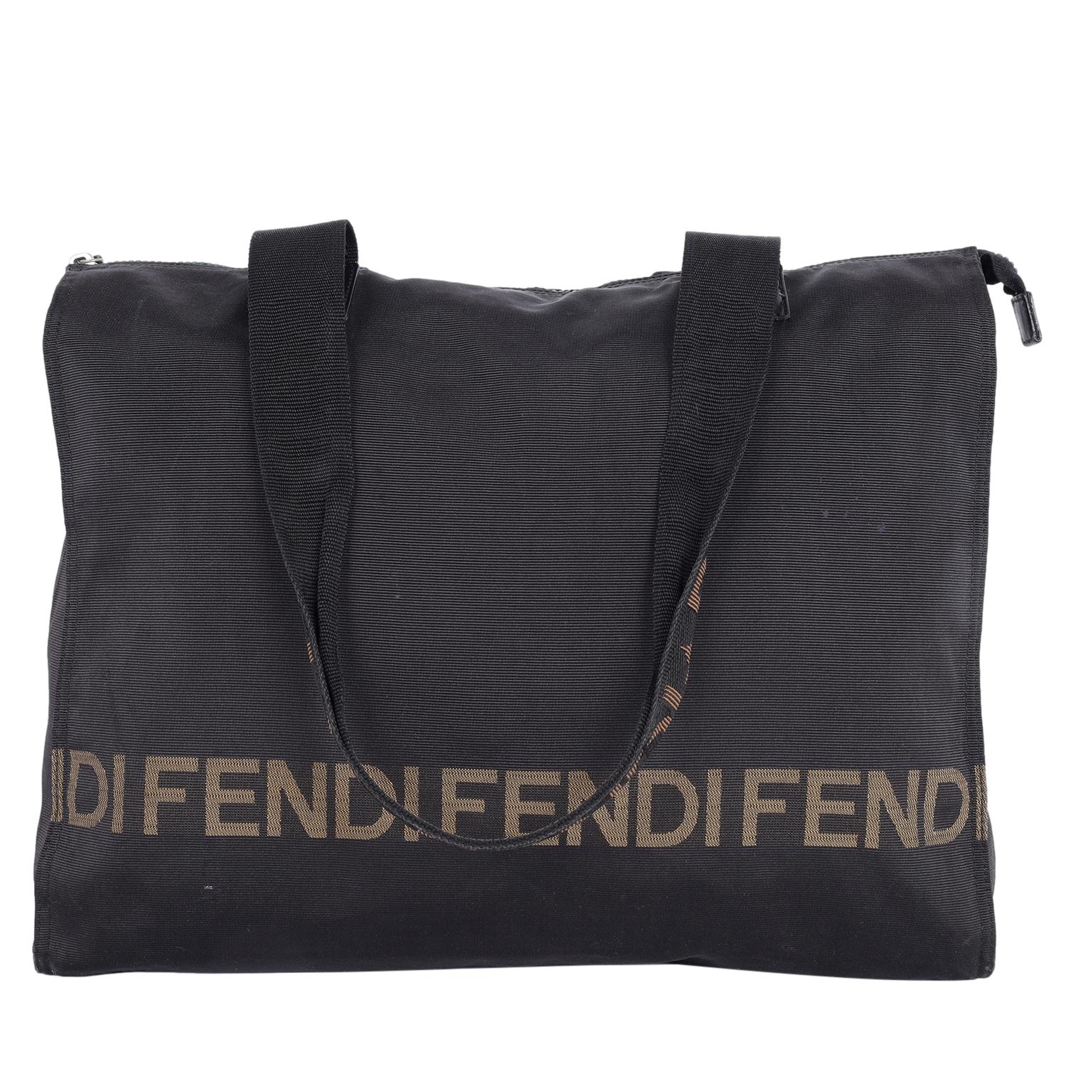 Fendi FF Nylon Shoulder Bag Black For Sale 1