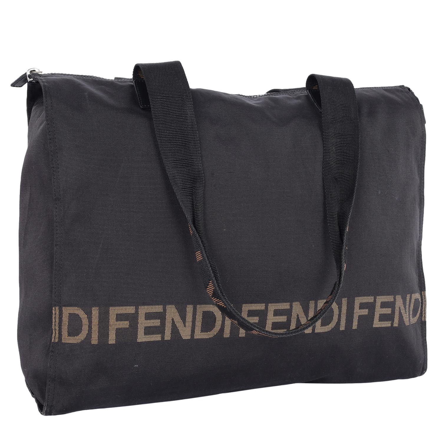 Fendi FF Nylon Shoulder Bag Black For Sale 2