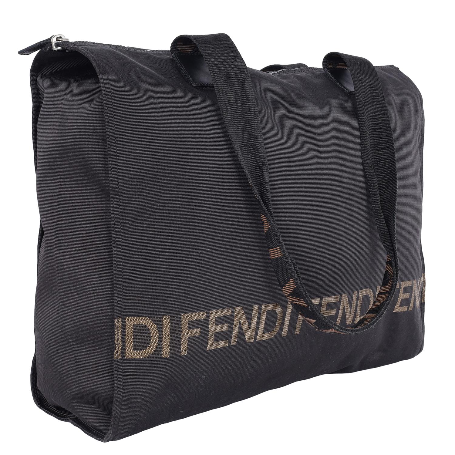 Fendi FF Nylon Shoulder Bag Black For Sale 3