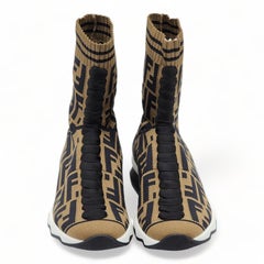 Fendi FF Openwork Sock Sneakers - Fabric - Brown - 35
