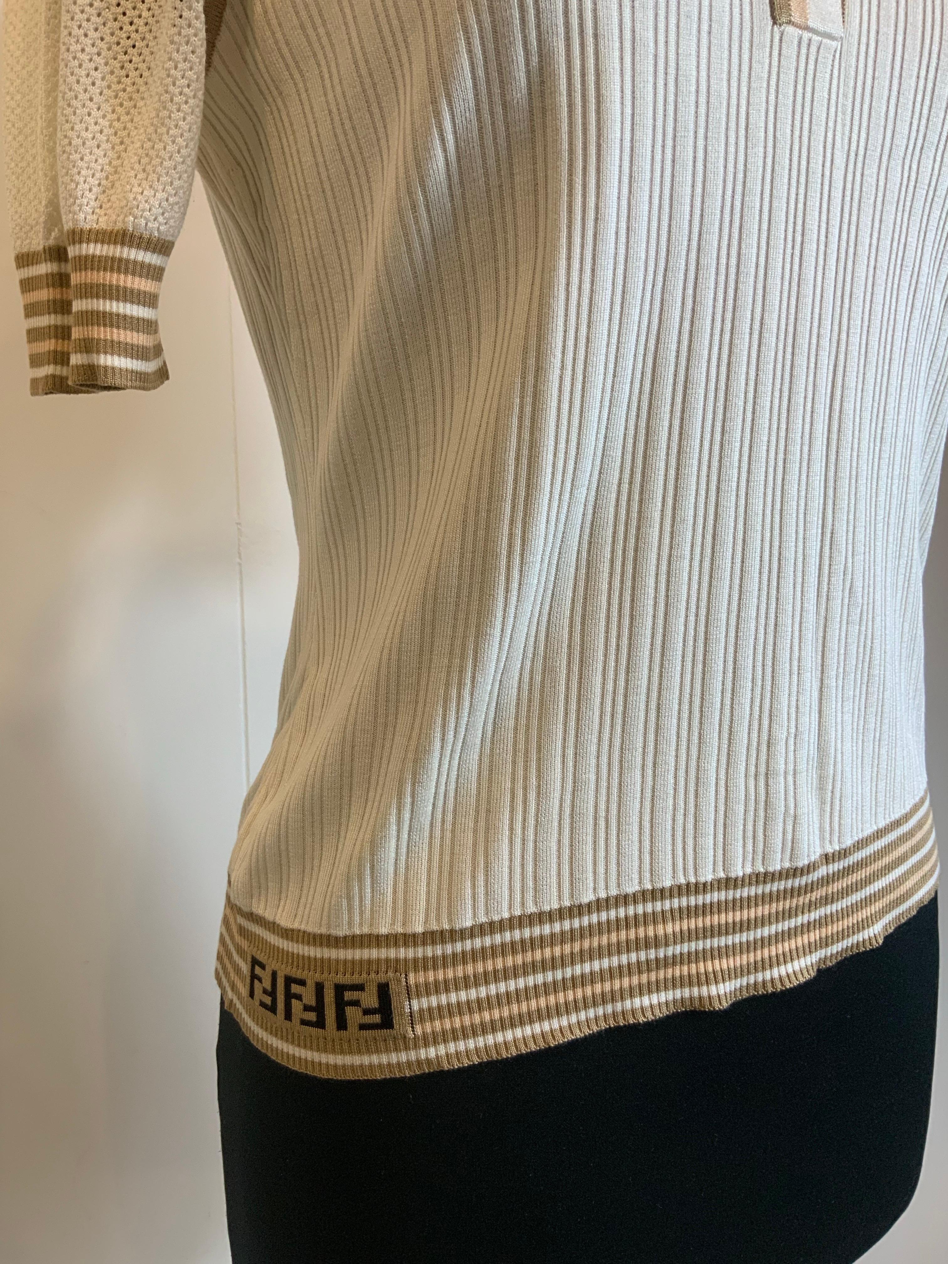 Gray Fendi FF polo t-shirt For Sale