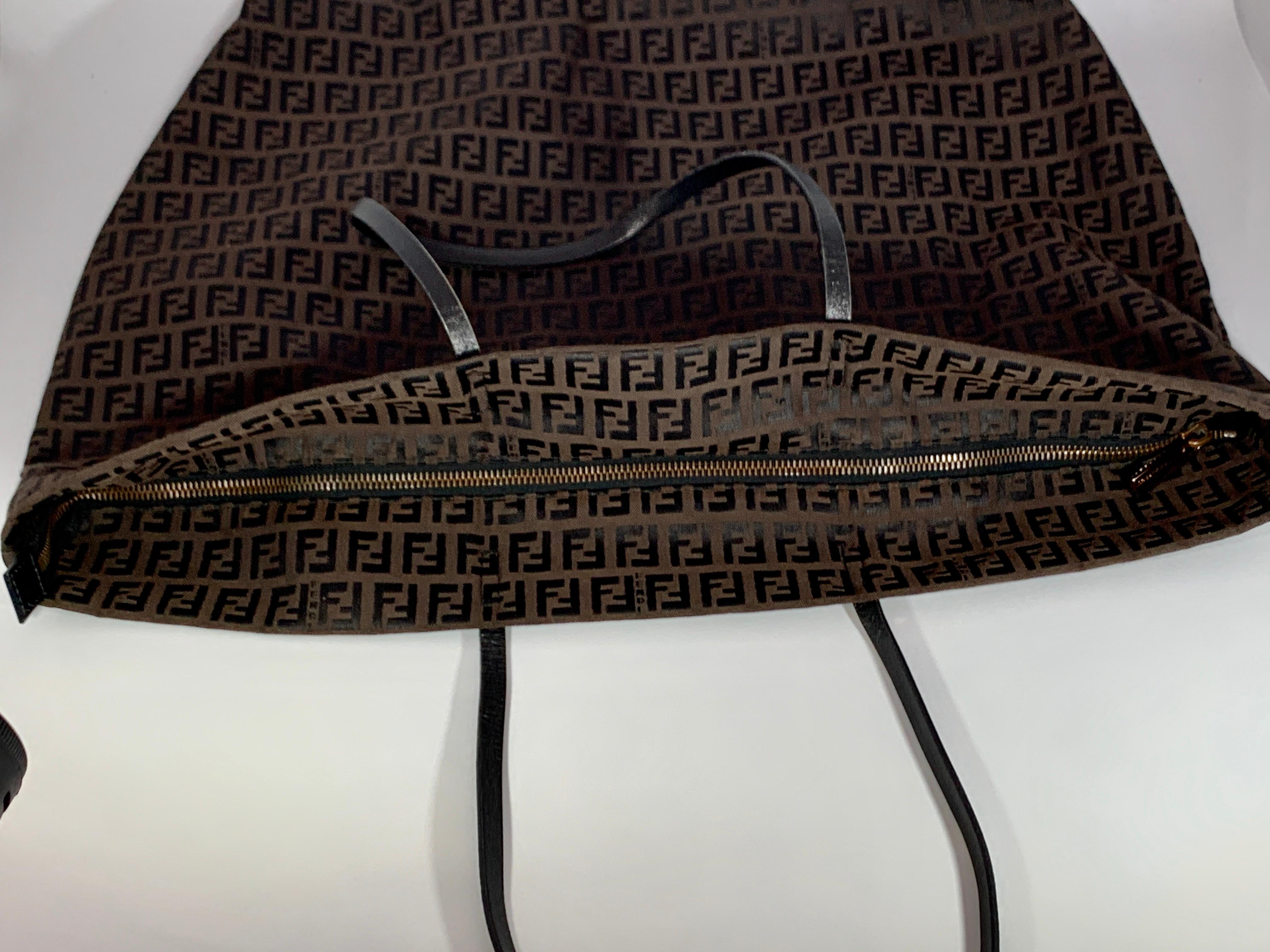 Fendi FF print tote bag - women - Leather/Nylon - One Size - Brown Large  2