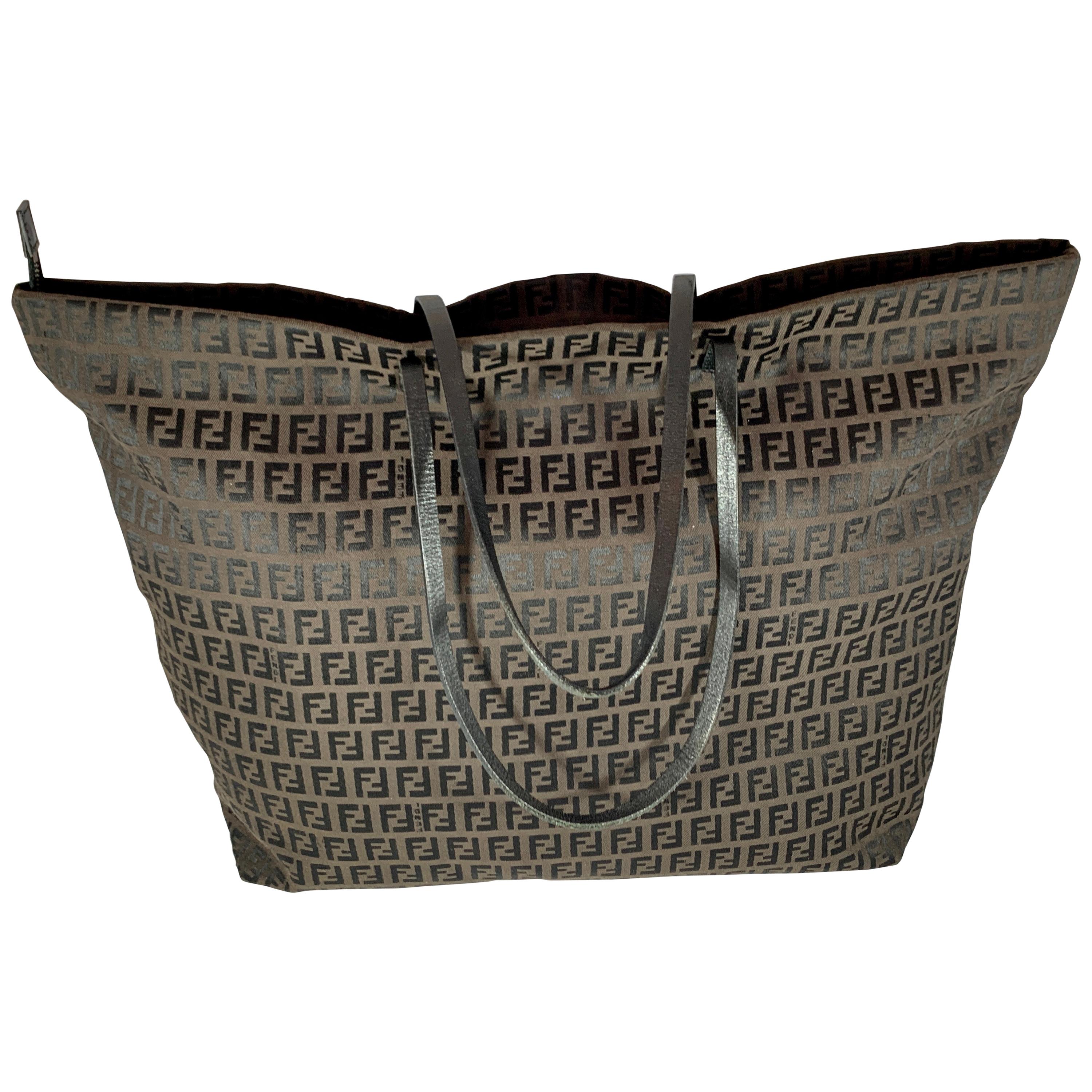 Fendi FF print tote bag - women - Leather/Nylon - One Size - Brown Large 