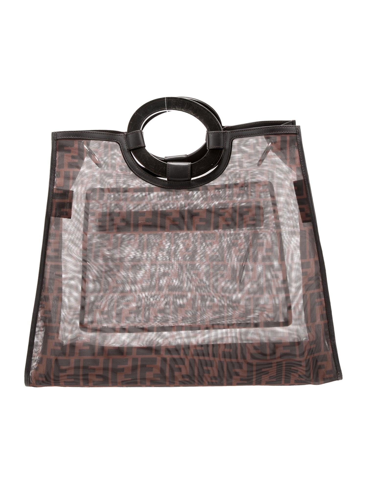 Fendi FF PVC Century Runaway Shopper Tote Medium Brown In Good Condition For Sale In Montreal, Quebec