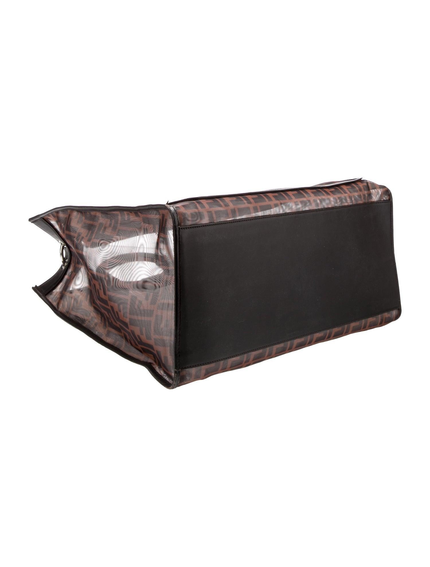 Women's Fendi FF PVC Century Runaway Shopper Tote Medium Brown For Sale