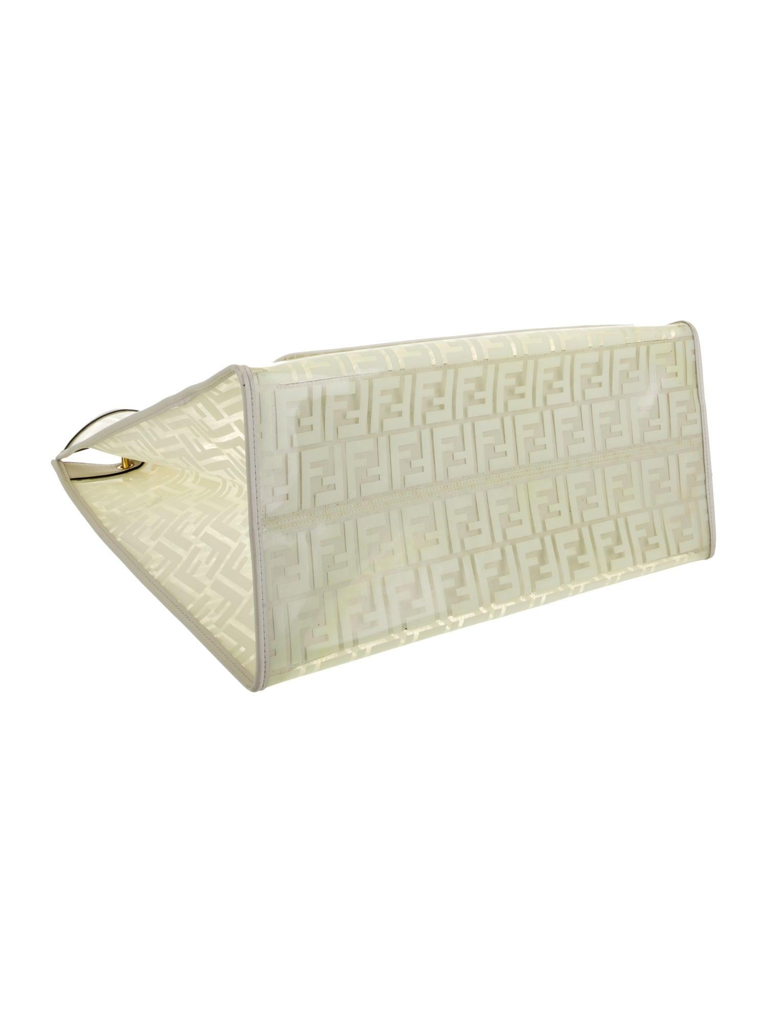 Fendi FF PVC Century Runaway Shopper Tote Medium White For Sale 1