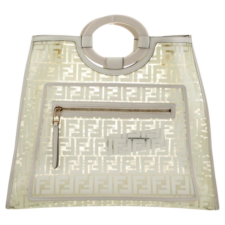 Fendi FF PVC Century Runaway Shopper Tote Medium White
