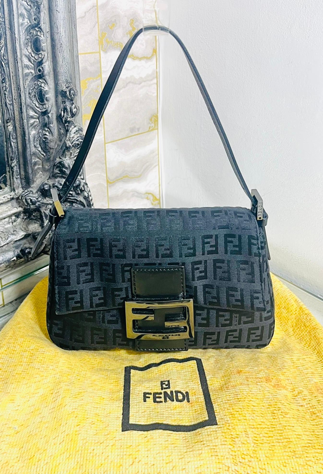 Black Fendi 'FF' Zucca Baguette Bag For Sale
