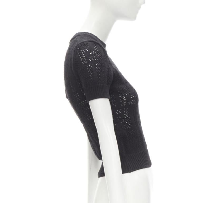 FENDI FF Zucca black cotton knit crochet sweater top IT36 XS In Excellent Condition In Hong Kong, NT
