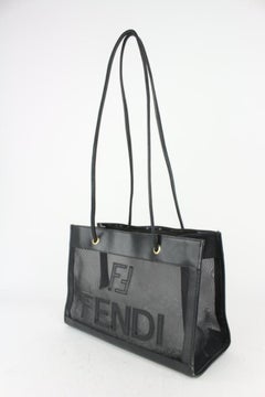 Fendi FF Zucca Black Mesh Shopper Tote 4FF330
