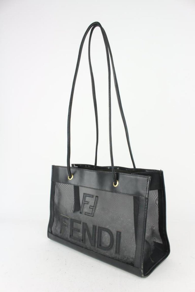 Fendi FF Zucca Black Mesh Shopper Tote 4FF330 For Sale at 1stDibs