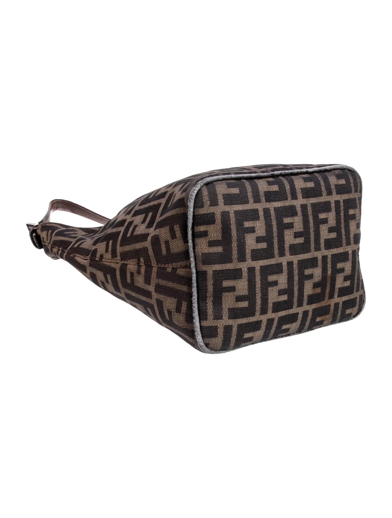 Women's Fendi FF Zucca Brown Canvas Mini Crescent Bag For Sale