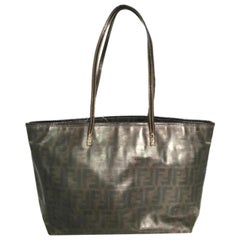 Fendi Ff Zucca Monogram Roll Tote 227974 Tobacco Shoulder Bag