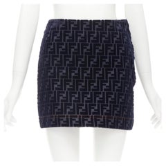 Louis Vuitton Flocked Monogram Denim Mini Shorts Navy. Size 36