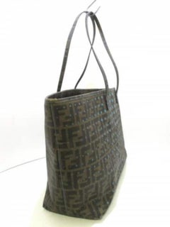 Fendi Ff Zucca Perforated Roll 228194 Tobacco X Blue Coated Canvas Tote
