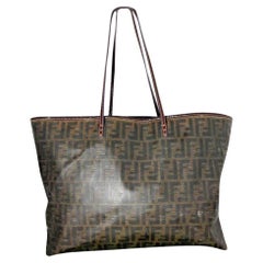 Fendi Ff Zucca Roll Monogram Shopper 239765 Brown X Purple Coated Canvas Tote