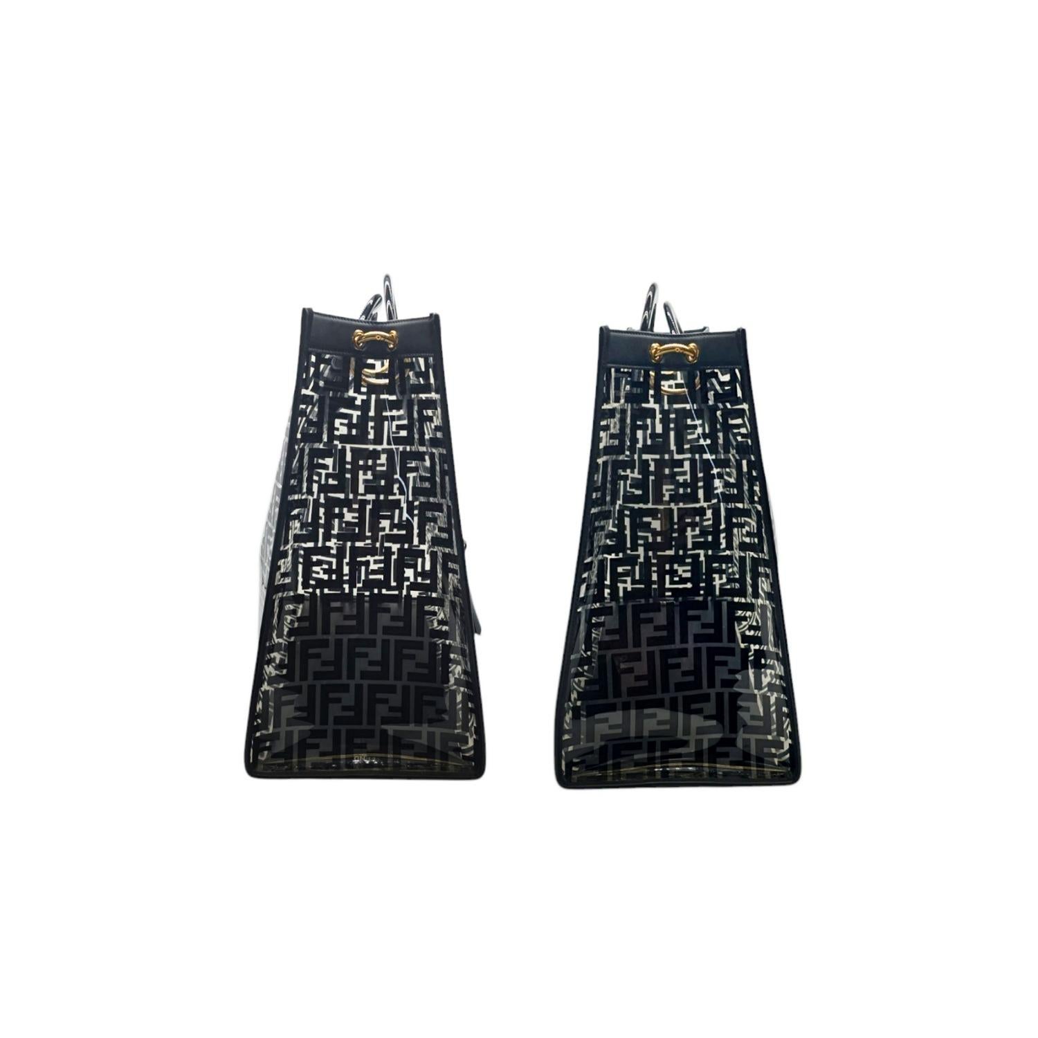 Nero Borsa Fendi FF Zucca Runaway Tote in vendita