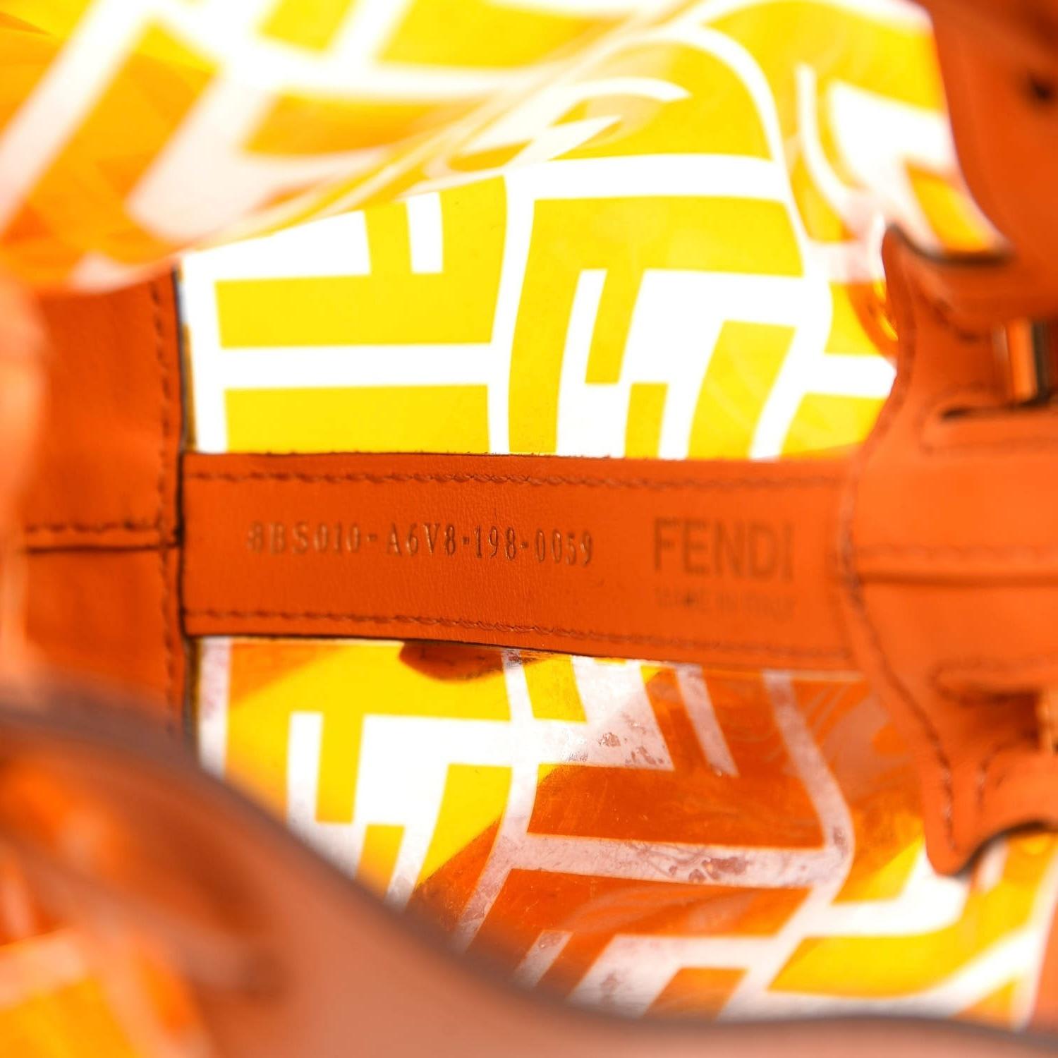 Fendi FF Zucca Tpu Orange Mon Tresor Bucket Bag Mini For Sale 7
