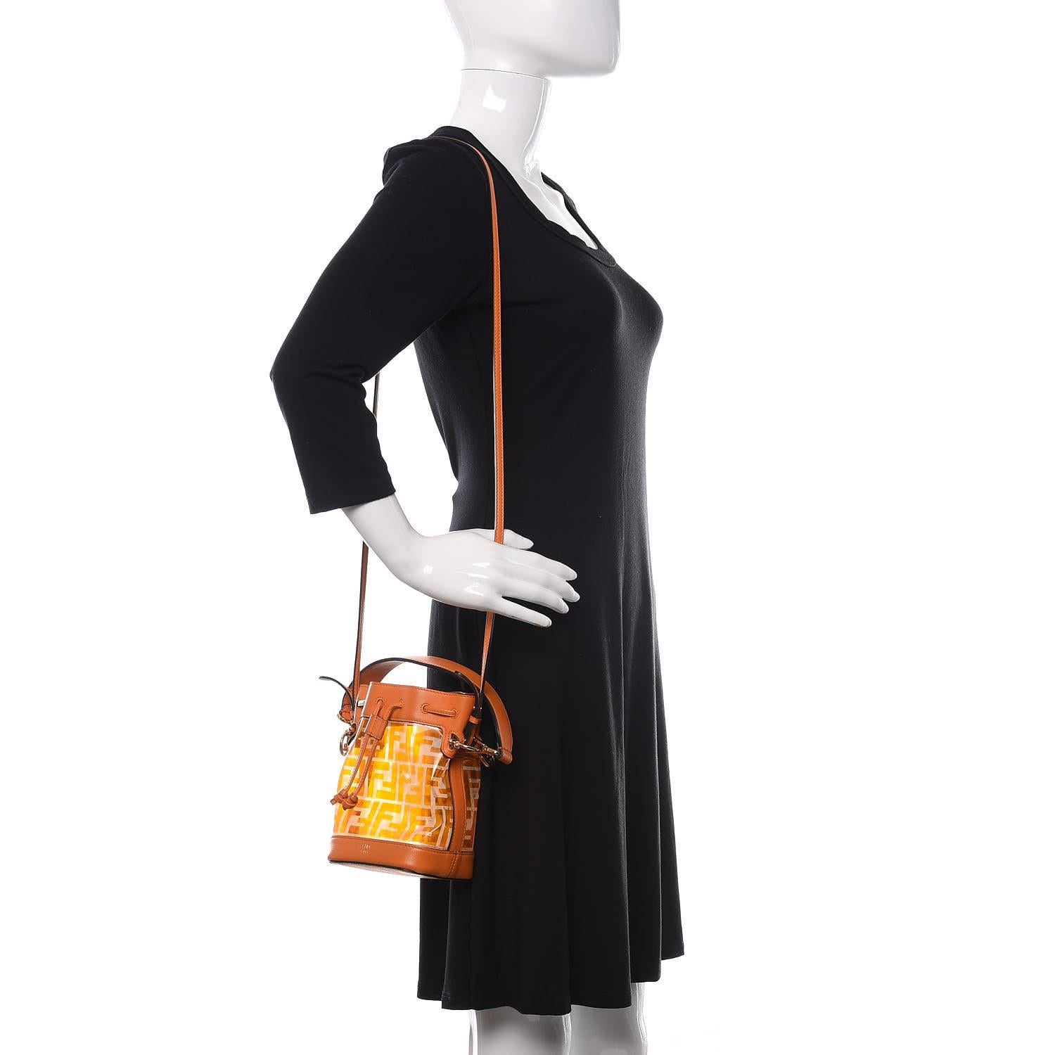 Fendi FF Zucca Tpu Orange Mon Tresor Bucket Bag Mini In Good Condition For Sale In Montreal, Quebec