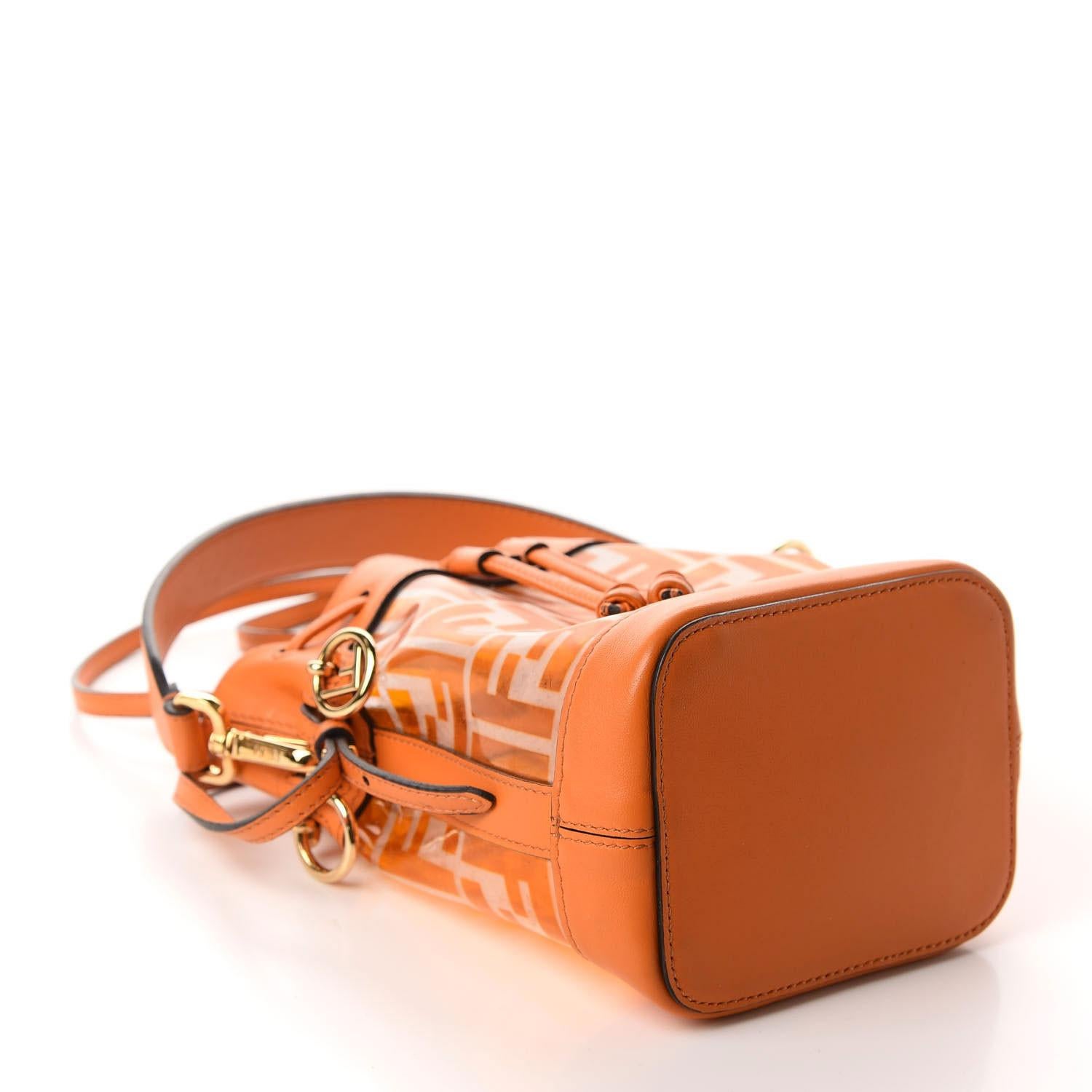 Women's Fendi FF Zucca Tpu Orange Mon Tresor Bucket Bag Mini For Sale
