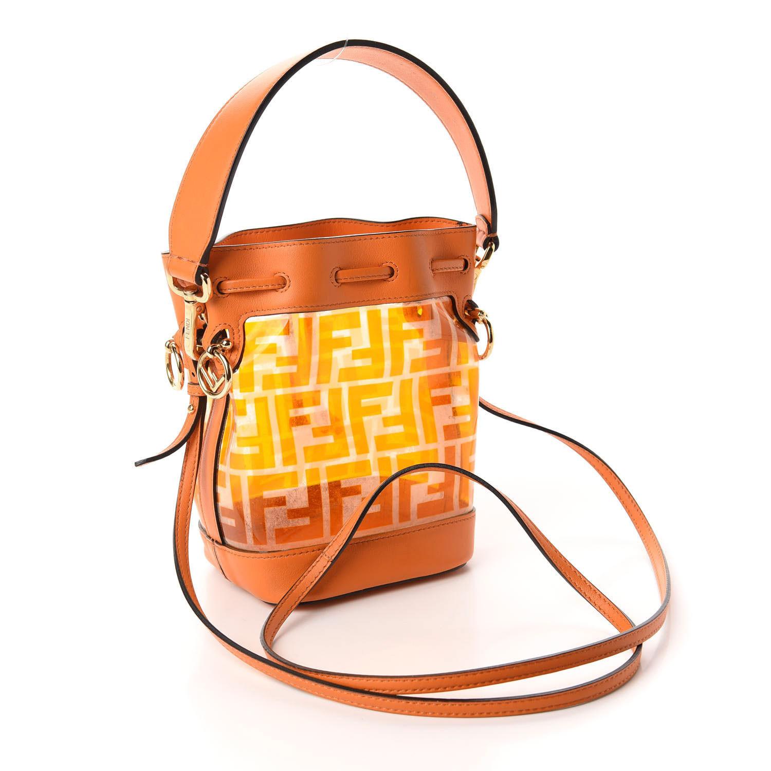 Fendi FF Zucca Tpu Orange Mon Tresor Bucket Bag Mini For Sale 1