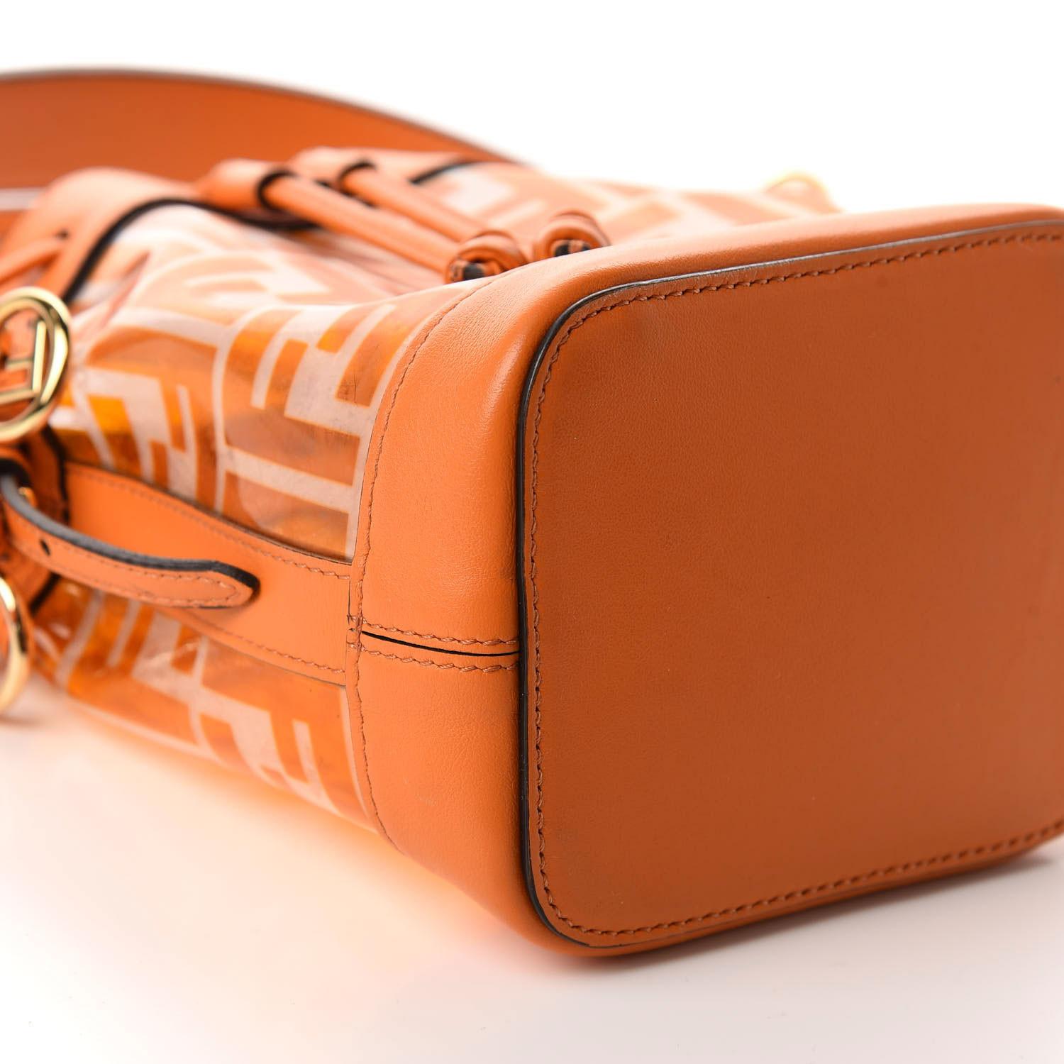 Fendi FF Zucca Tpu Orange Mon Tresor Bucket Bag Mini For Sale 3