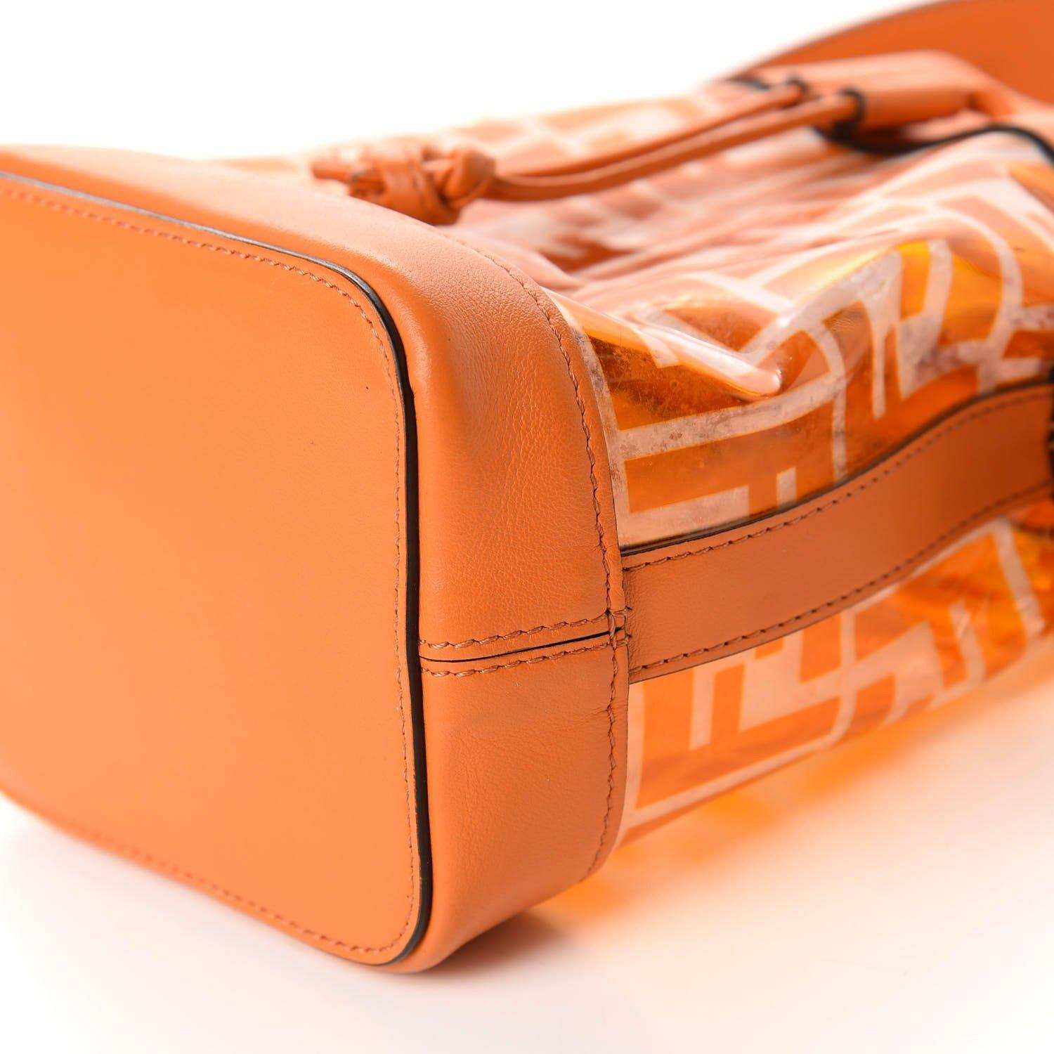 Fendi FF Zucca Tpu Orange Mon Tresor Bucket Bag Mini For Sale 4
