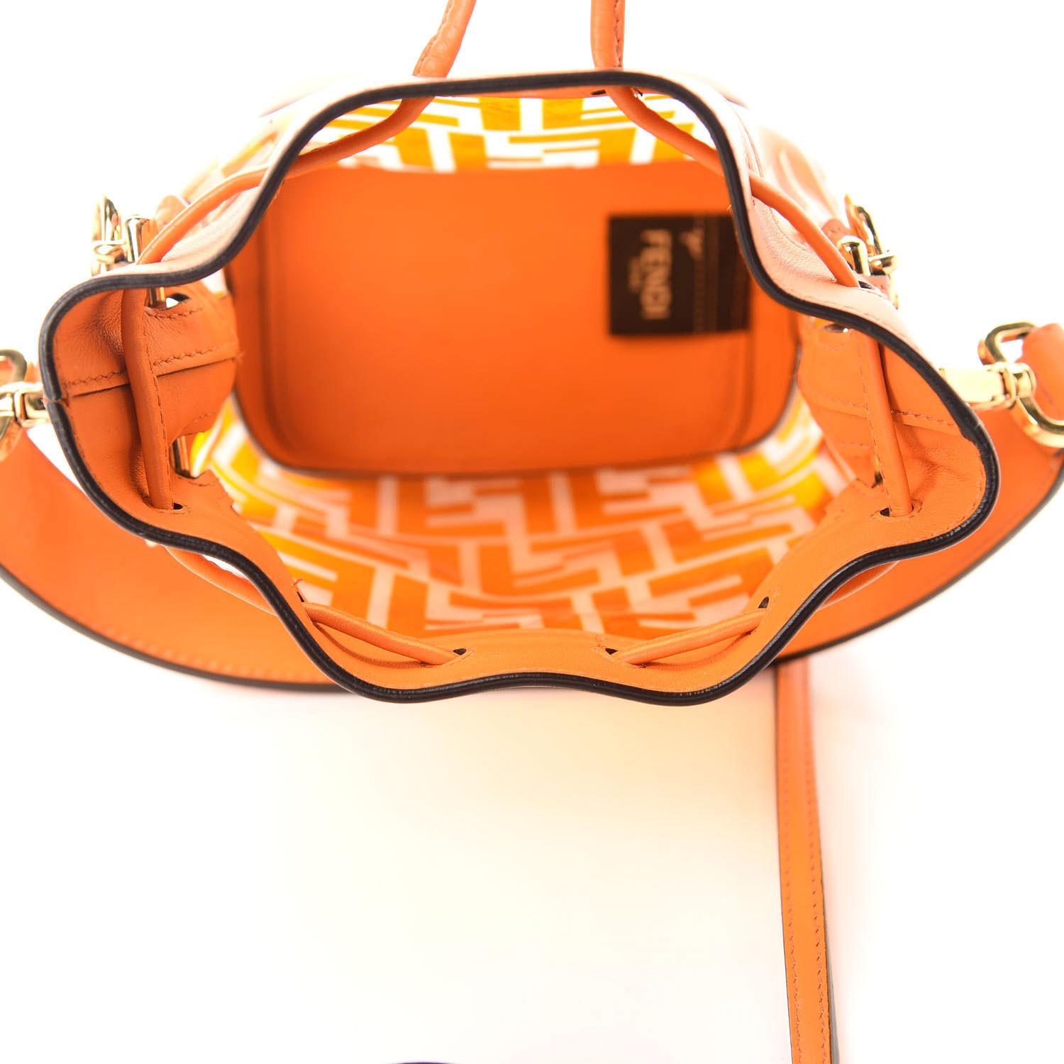 Fendi FF Zucca Tpu Orange Mon Tresor Bucket Bag Mini For Sale 5