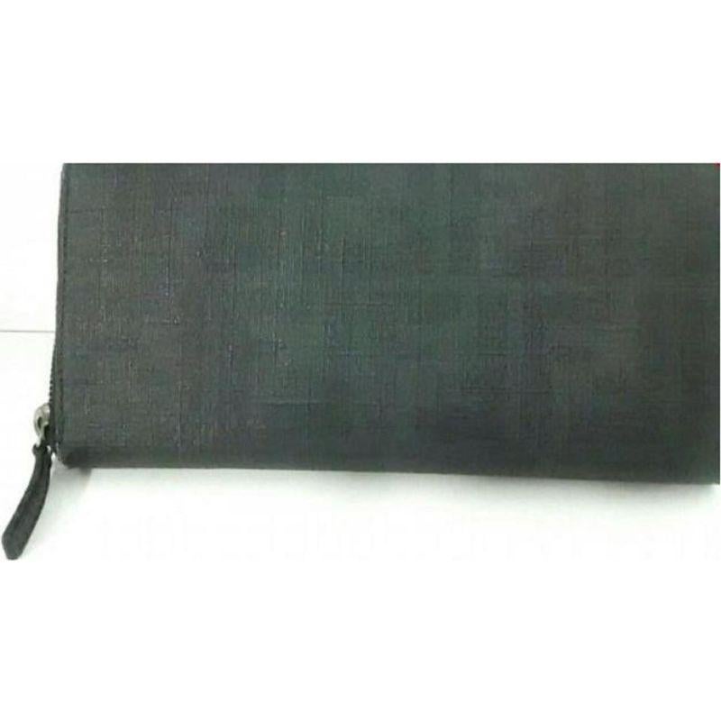 Fendi Ff Zucca Zip Around Wallet 228059 Black Coated Canvas Clutch For Sale 1
