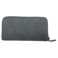 Fendi Ff Zucca Zip Around Wallet 228059 Black Coated Canvas Clutch