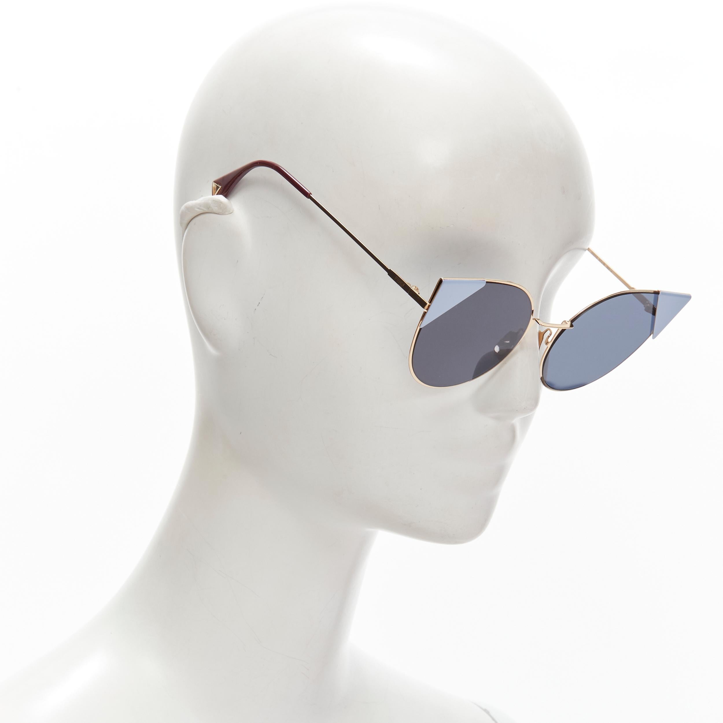 FENDI FF0190/S 000A9 flache Sonnenbrille mit blauen Punkten und Katzenaugen im Zustand „Hervorragend“ im Angebot in Hong Kong, NT