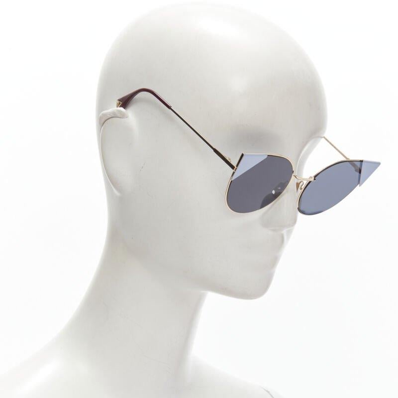 Grigio FENDI FF0190/S 000A9 Occhiali da sole piatti a punta blu con occhio di gatto