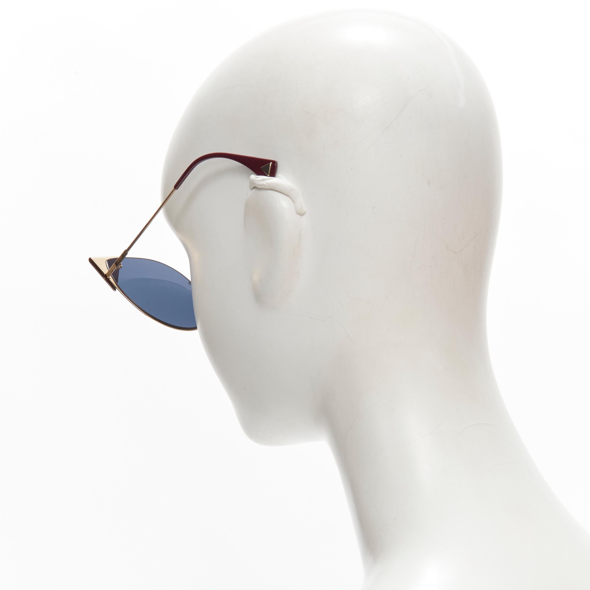 FENDI FF0190/S 000A9 flache Sonnenbrille mit blauen Punkten und Katzenaugen im Angebot 1