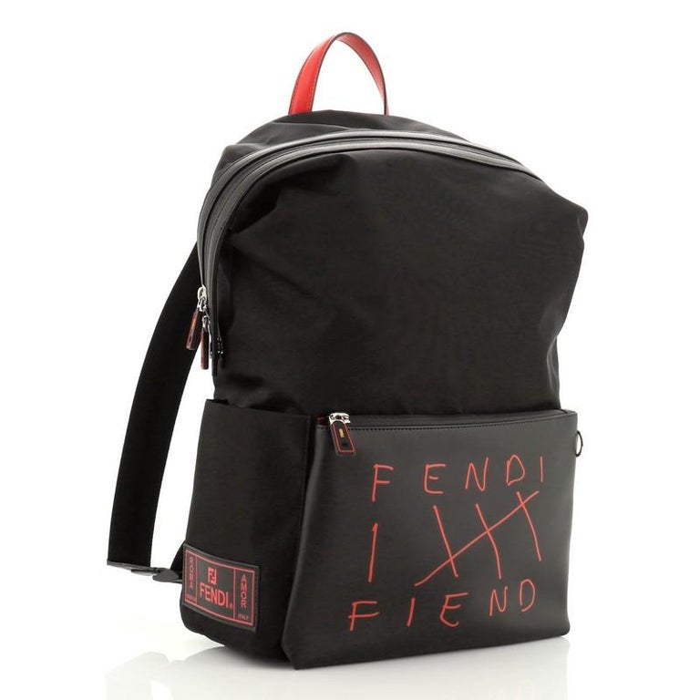 Fendi Fiend Backpack Nylon With Printed Leather at 1stDibs