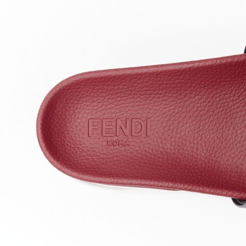 FENDI Fiend Roma Amor black red leather air sole slides sandals UK9 EU43 5
