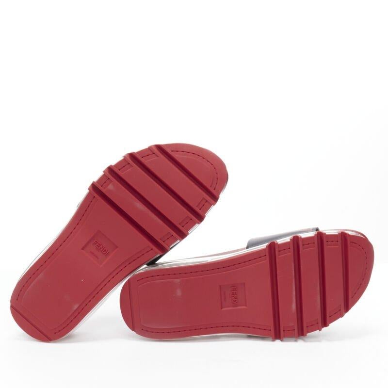 FENDI Fiend Roma Amor black red leather air sole slides sandals UK9 EU43 7