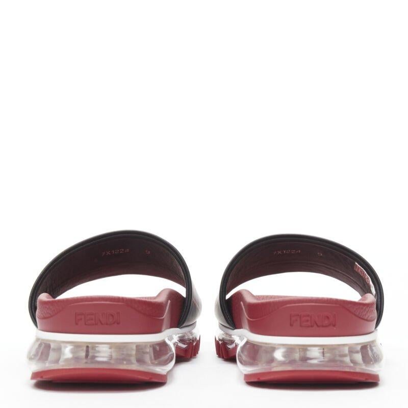 Men's FENDI Fiend Roma Amor black red leather air sole slides sandals UK9 EU43