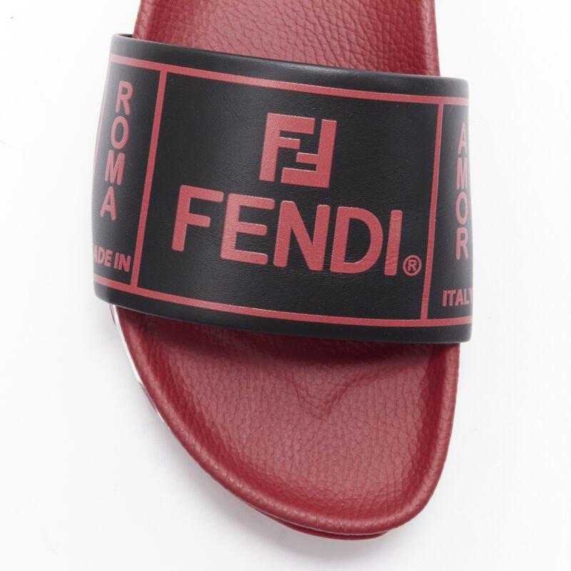 FENDI Fiend Roma Amor black red leather air sole slides sandals UK9 EU43 1