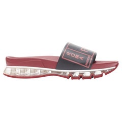 Fendi Roma Amor nero rosso pelle suola aria sandali diapositive UK9 EU43