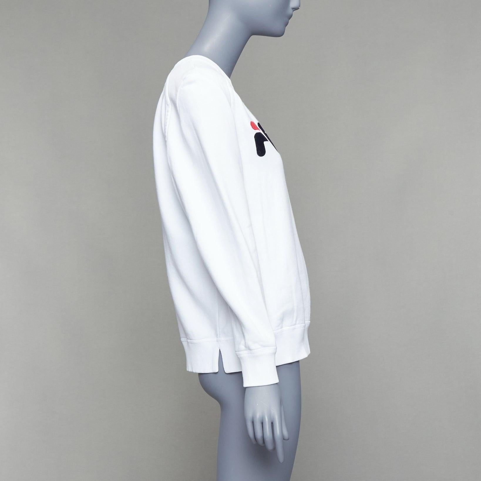 FENDI Fila Mania 2019 Roma logo white cotton crew pullover top S In Good Condition For Sale In Hong Kong, NT