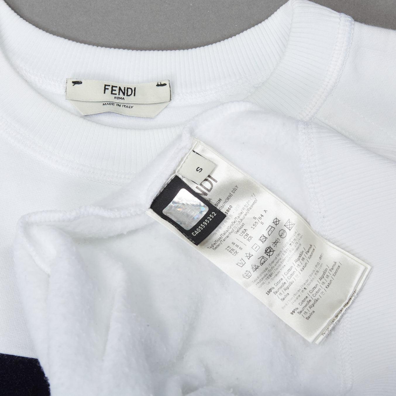 FENDI Fila Mania 2019 Roma logo white cotton crew pullover top S For Sale 3