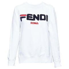 FENDI Fila Mania 2019 Roma logo white cotton crew pullover top S