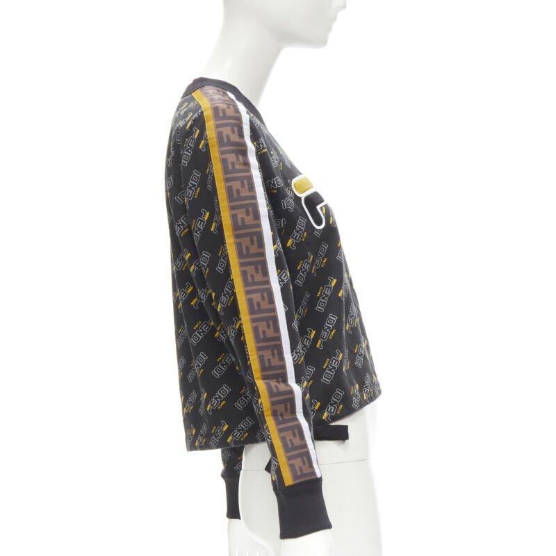 FENDI FILA Mania graphic logo embroidery monogram FF Zucca pullover sweater S In Excellent Condition For Sale In Hong Kong, NT