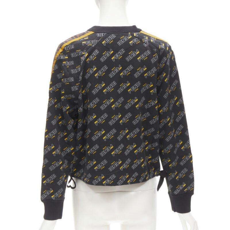 Women's FENDI FILA Mania graphic logo embroidery monogram FF Zucca pullover sweater S For Sale