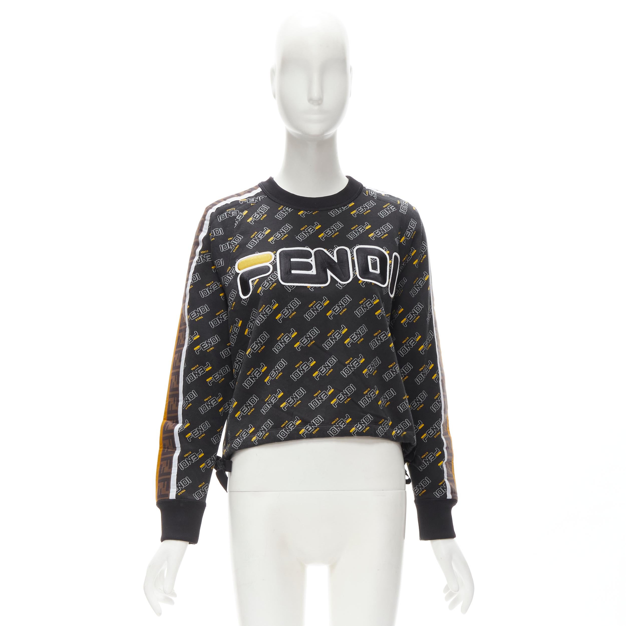 FENDI FILA Mania graphic logo embroidery monogram FF Zucca pullover sweater S For Sale 1