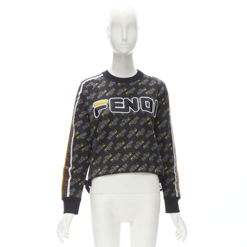 FENDI FILA Mania graphic logo embroidery monogram FF Zucca pullover sweater S For Sale 3