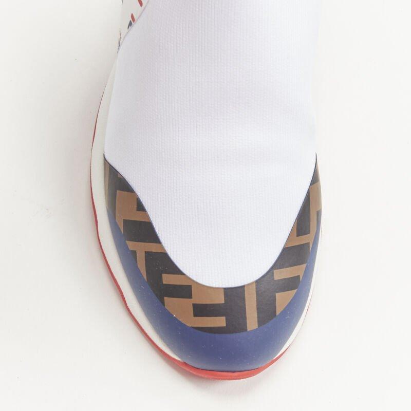 FENDI FILA Mania white logo lettering Zucca FF sock knit high top sneaker EU35 1