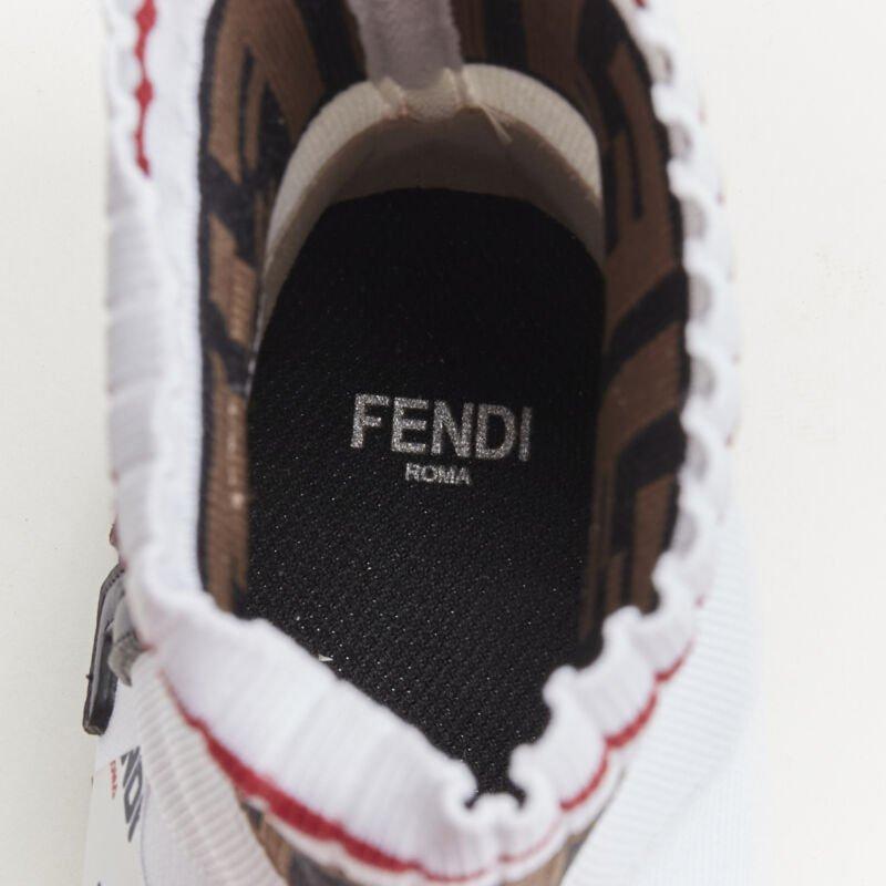 FENDI FILA Mania white logo lettering Zucca FF sock knit high top sneaker EU35 4