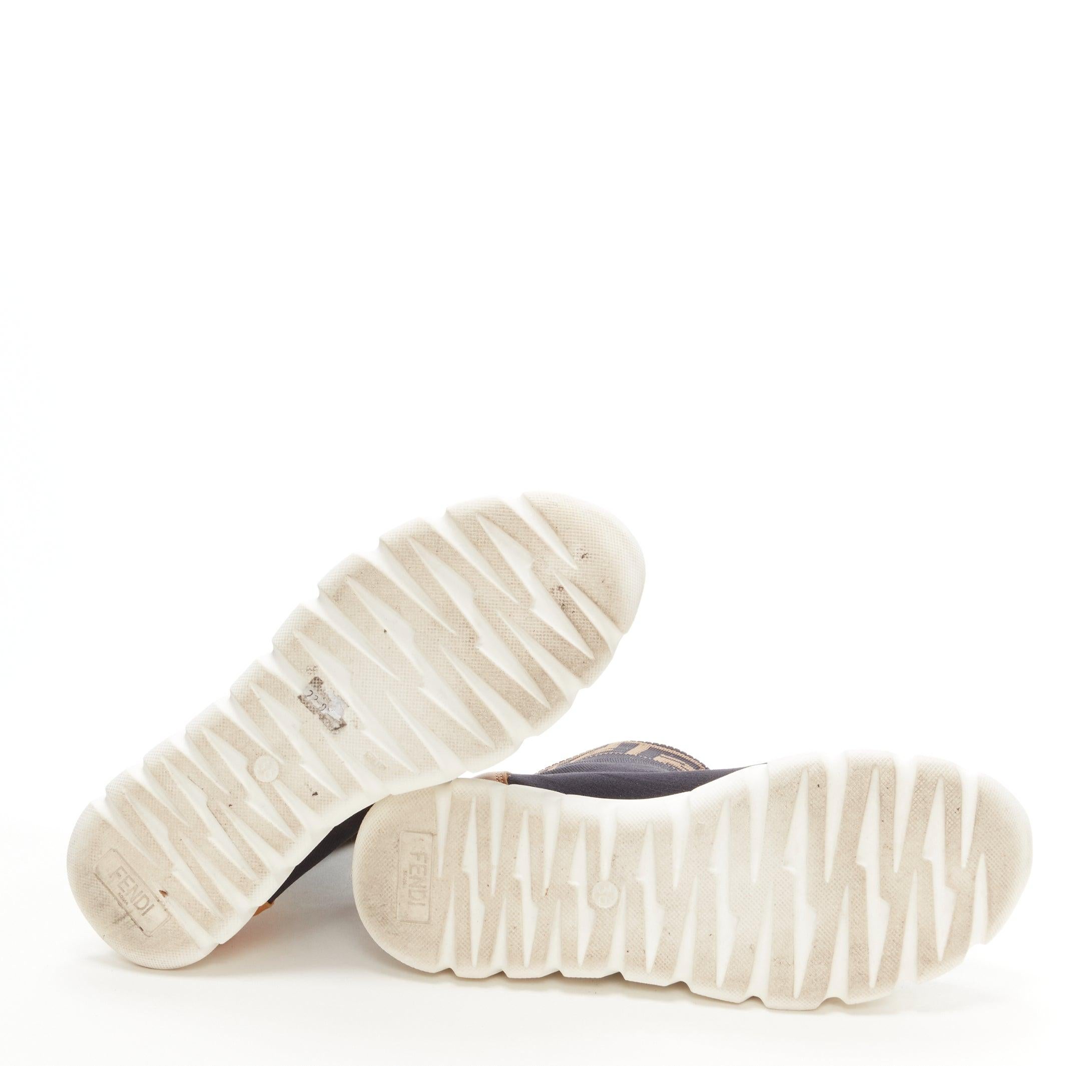 FENDI FILA Mania white logo lettering Zucca FF sock knit high top sneaker EU36 For Sale 5