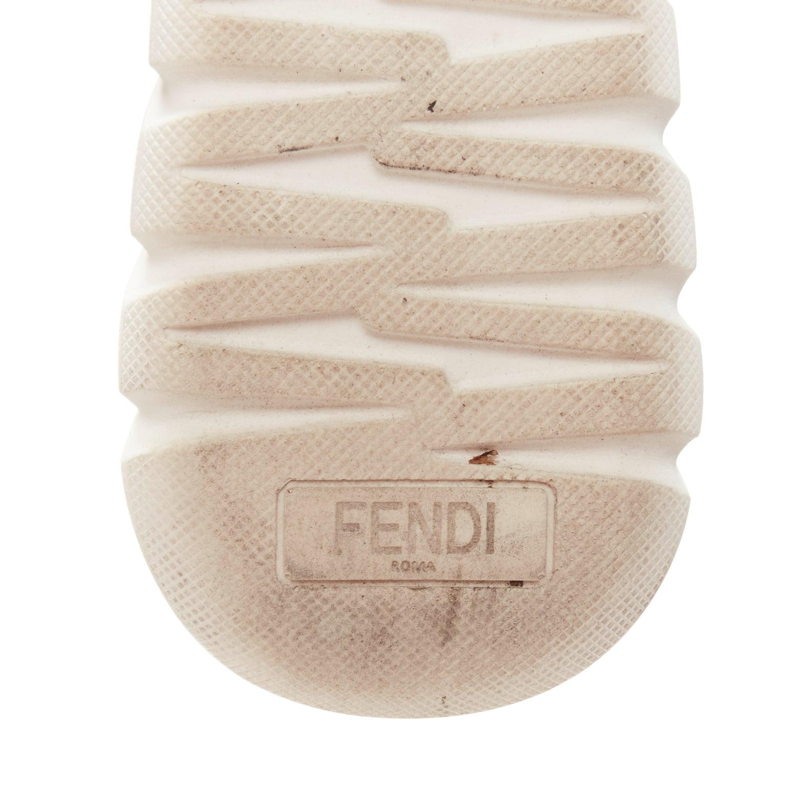 FENDI FILA Mania white logo lettering Zucca FF sock knit high top sneaker EU36 For Sale 4